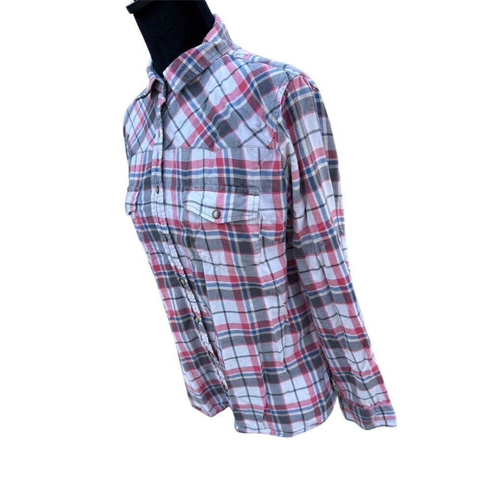 Jachs Girlfriend Plaid Pearl Snap Shirt Small
